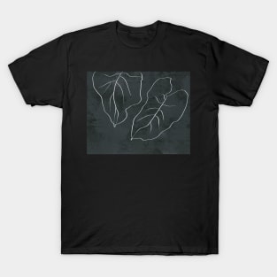 Two Leaves minimalist line drawing T-Shirt